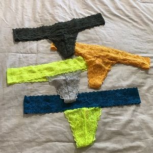 Bundle of 9 PINK Victoria's Secret lace thongs!